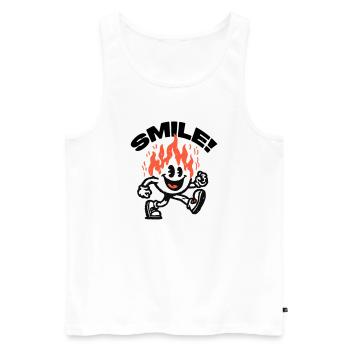 Souris ! Ami Fougueux Smiley - Débardeur bio Premium Homme - blanc - Devant - Michal (187cm)