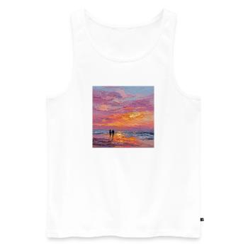 Coucher de soleil - Débardeur bio Premium Homme - blanc - Devant - Michal (187cm)