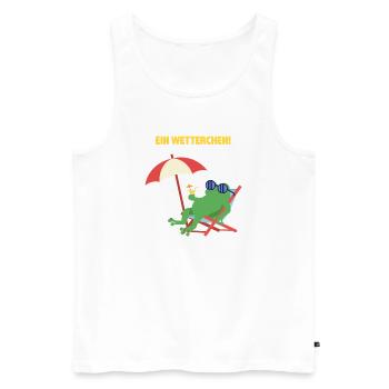 Frosch Strandurlaub mit Cocktail. Geiles Wetter! - Männer Premium Bio Tank Top - Weiß - Vorne - Michal (187cm)