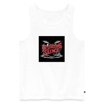Destroying Silence Drum Graffiti - Männer Premium Bio Tank Top - Weiß - Vorne - AI Model Male 178 light (178cm)