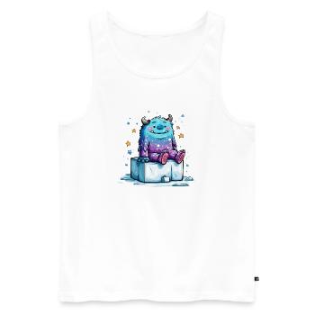 Kosmischer Kuschelmonster auf Eisblöcken - Men's Premium Organic Tank Top - white - Front - AI Model Male 178 light (178cm)