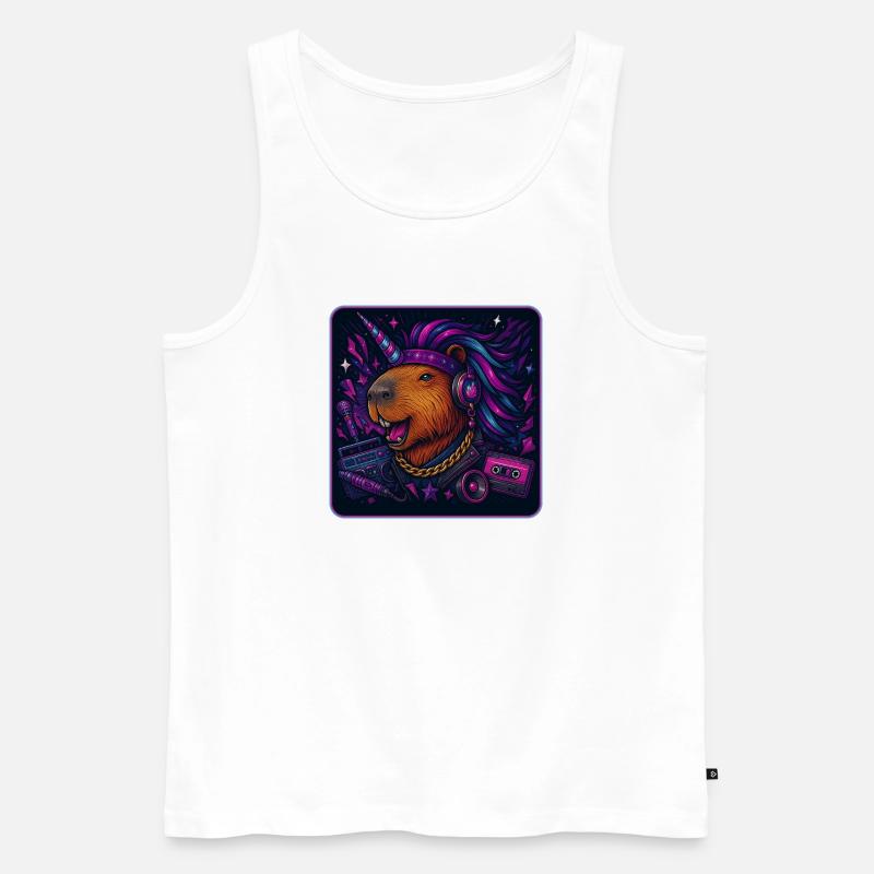 Capybara Einhorn Retro DJ - Männer Premium Bio Tank Top - Weiß