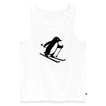 Süßer Pinguin Skifahrer Wintersport Cartoon Silhou - Männer Premium Bio Tank Top - Weiß - Vorne - Michal (187cm)