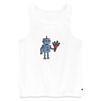 Niedlicher Valentins-Roboter mit mechanischem Zahnrad-Strauß - Männer Premium Bio Tank Top - Weiß - Vorne - AI Model Male 178 light (178cm)