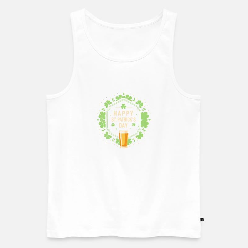St. Patrick's Day Bier & Kleeblatt - Männer Premium Bio Tank Top - Weiß
