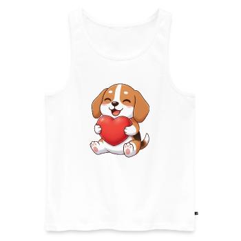 Süßer Beagle Hund Cartoon Herz Valentinstag - Männer Premium Bio Tank Top - Weiß - Vorne - Michal (187cm)