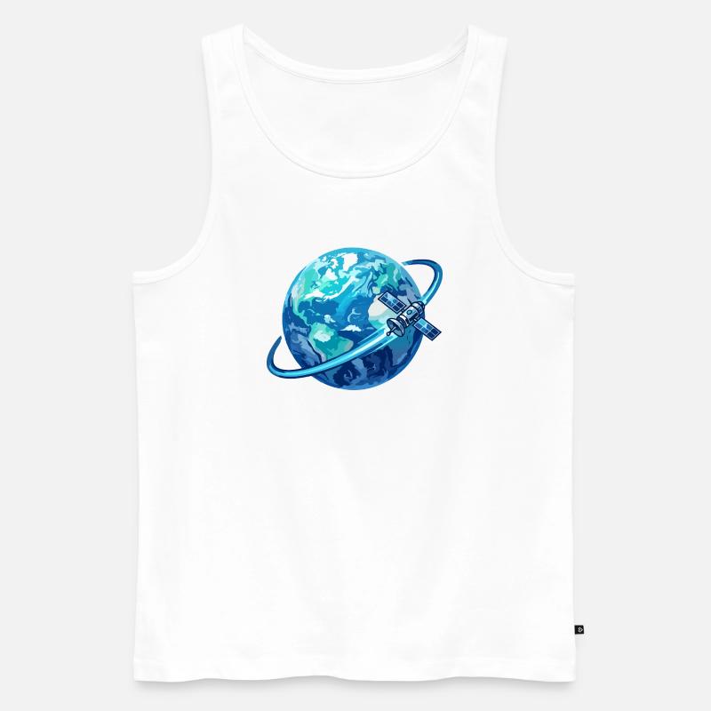Erde Blauer Planet Satellit Globus Satellitenring - Männer Premium Bio Tank Top - Weiß