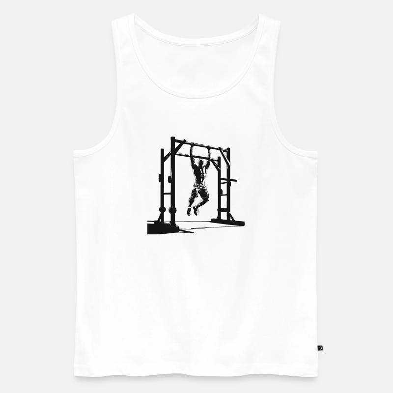 Pull-Up Silhouette - Männer Premium Bio Tank Top - Weiß