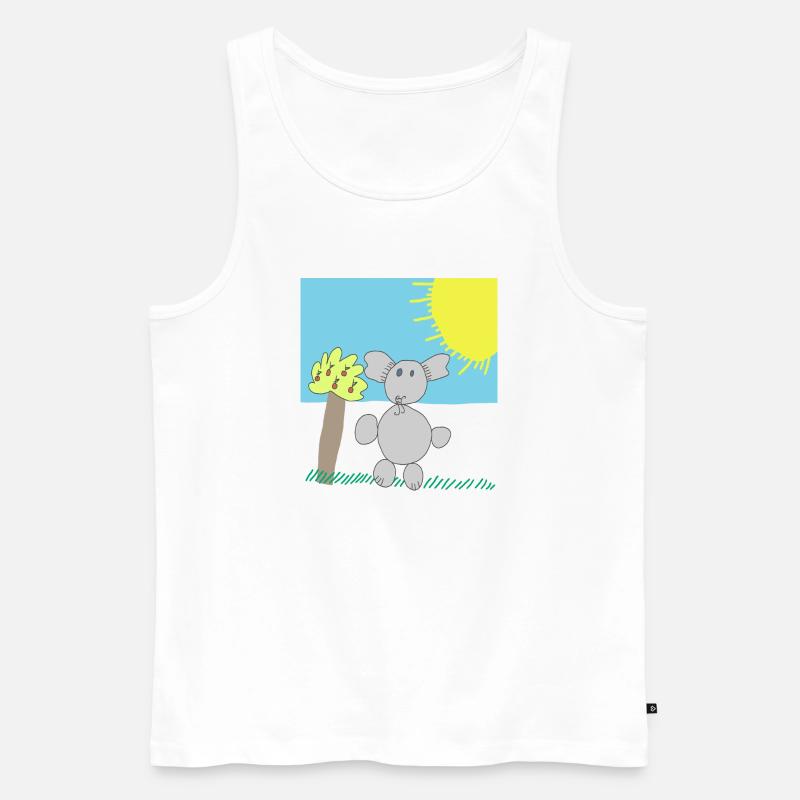 Verspielter Elefant unter einer hellen Sonne - Männer Premium Bio Tank Top - Weiß