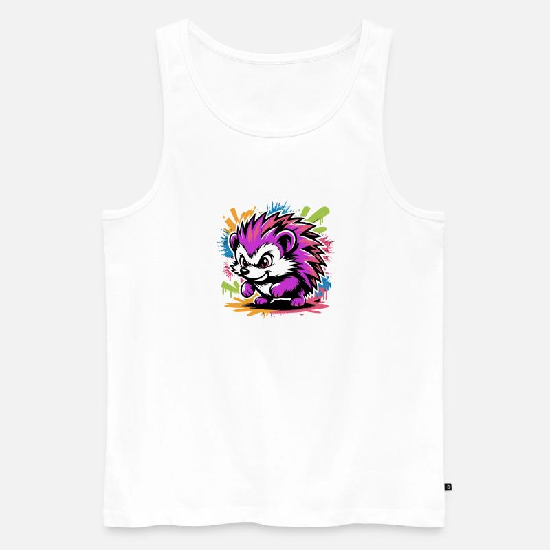 Neon Fraffiti Igel Farbexplosion - Männer Premium Bio Tank Top - Weiß