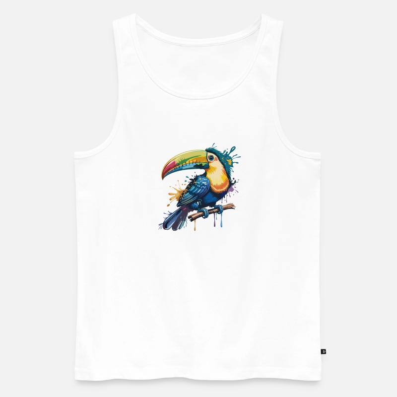 Bunter Tukan Farbexplosion - Männer Premium Bio Tank Top - Weiß