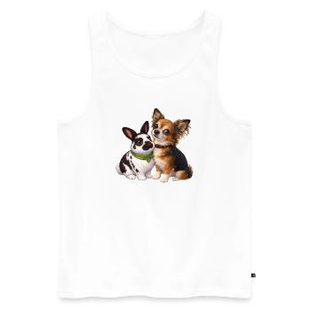 Dwarf Rabbits Paulinchen and Chihuahua Dexter - Men's Premium Organic Tank Top - white - Front - AI Model Male 178 light (178cm)