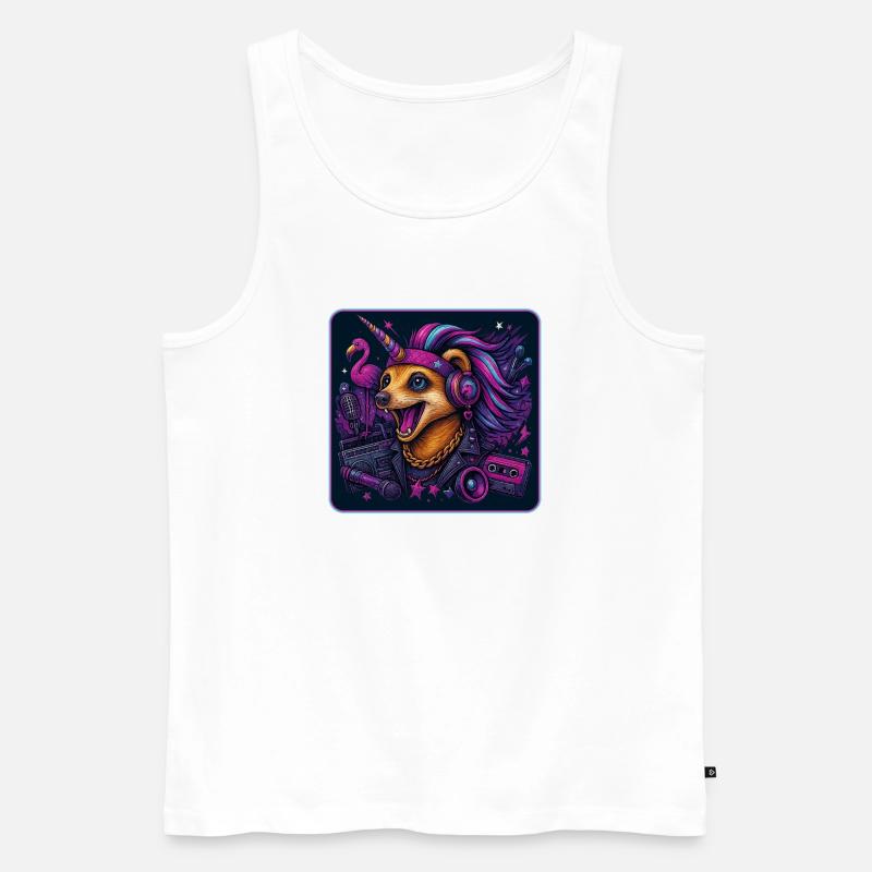 Erdmännchen Einhorn Party - Männer Premium Bio Tank Top - Weiß