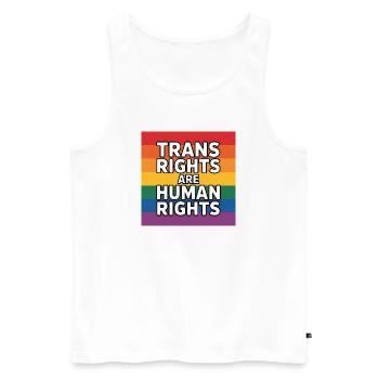 Les droits trans sont des droits humains - T-shirt Pride - Débardeur bio Premium Homme - blanc - Devant - Michal (187cm)