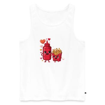  Pommes Und Ketchup Liebe Lustige Cartoon Food - Männer Premium Bio Tank Top - Weiß - Vorne - Michal (187cm)