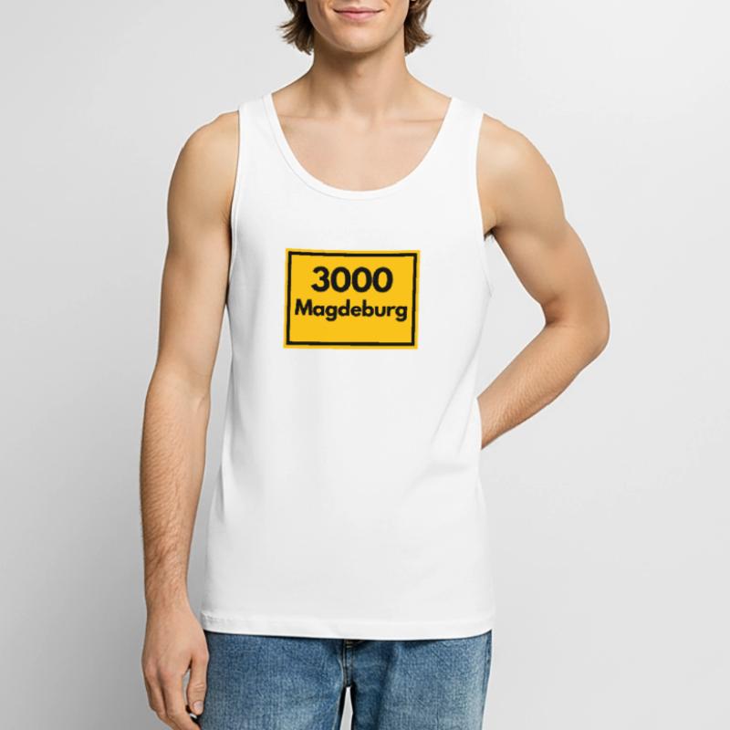 OLD POSTCODE POSTCODE RETRO 3000 MAGDEBURG OSTEN Men's Premium Organic Tank Top