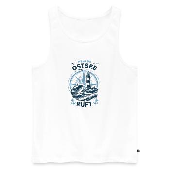 Wenn die Ostsee ruft | Leuchtturm Kompass - Männer Premium Bio Tank Top - Weiß - Vorne - Michal (187cm)