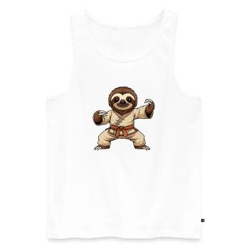Cute Sloth Cartoon Martial Arts Kung Fu Self - Men's Premium Organic Tank Top - white - Front - Michal (187cm)