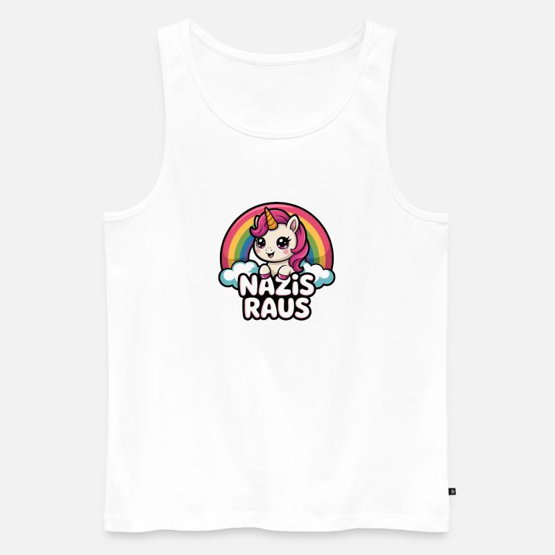 Nazis Raus - Antifa Einhorn Tee - Männer Premium Bio Tank Top - Weiß