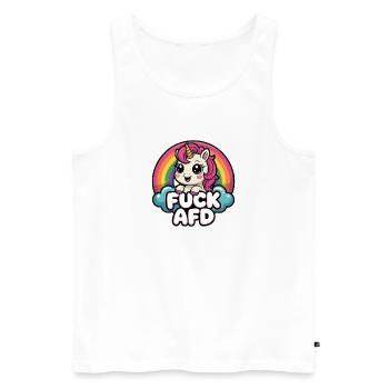 Fuck AFD - Antifa Einhorn Tee - Männer Premium Bio Tank Top - Weiß - Vorne - AI Model Male 178 light (178cm)