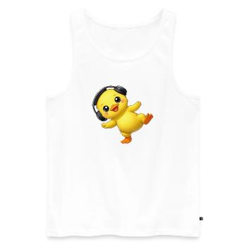 Un canard mignon avec des écouteurs dansant musique techno - Débardeur bio Premium Homme - blanc - Devant - AI Model Male 178 light (178cm)