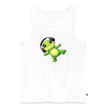 Süßer Frosch Kröte Unke mit Kopfhörern Tanzen Tech - Männer Premium Bio Tank Top - Weiß - Vorne - AI Model Male 178 light (178cm)