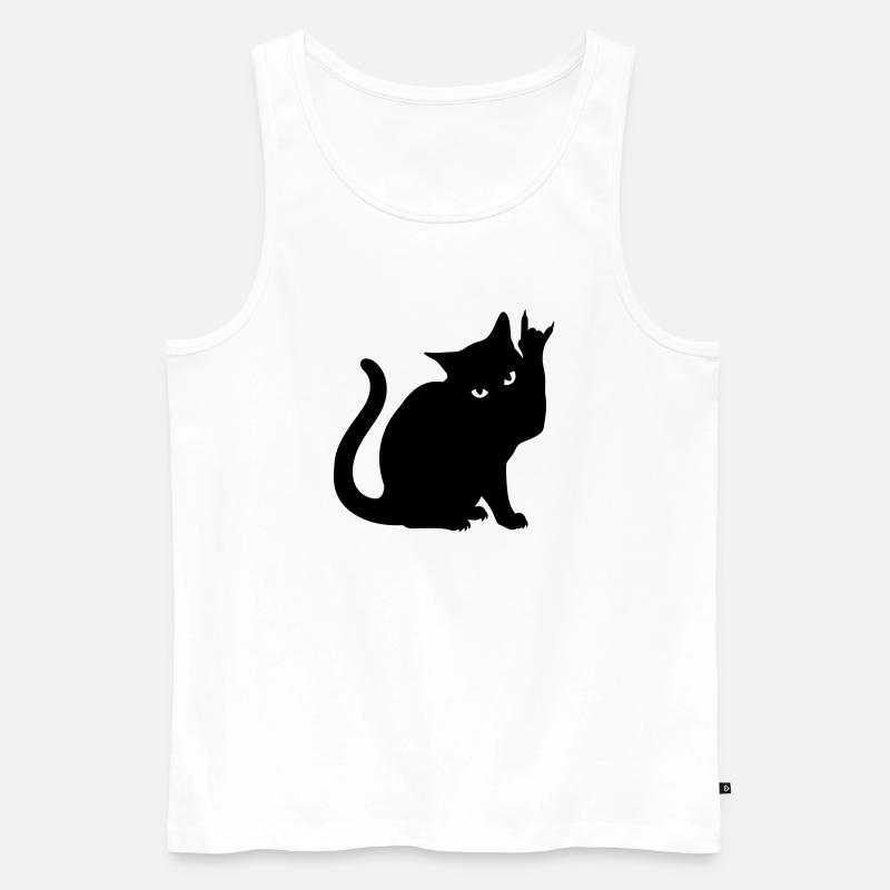 Schwarze Katze – Devil Horns Silhouette - Männer Premium Bio Tank Top - Weiß