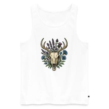 Deer bones with flower wreath - Men's Premium Organic Tank Top - white - Front - AI Model Male 178 light (178cm)