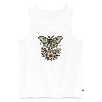 Papillon de nuit avec bouquet de fleurs - Débardeur bio Premium Homme - blanc - Devant - Michal (187cm)