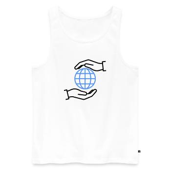 Globe Hands Out Global - Débardeur bio Premium Homme - blanc - Devant - AI Model Male 178 light (178cm)
