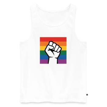 Antifa Fist - Antifascist Merch - Men's Premium Organic Tank Top - white - Front - AI Model Male 178 light (178cm)