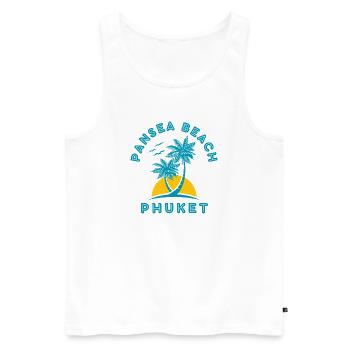 Phuket Beach Palmen Sonnenuntergang - Männer Premium Bio Tank Top - Weiß - Vorne - Michal (187cm)