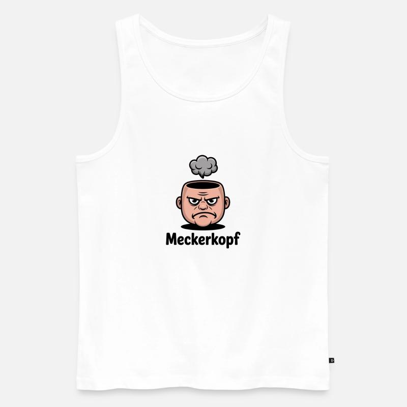 Meckerkopf Genervtes Grumpy Comic Gesicht - Männer Premium Bio Tank Top - Weiß