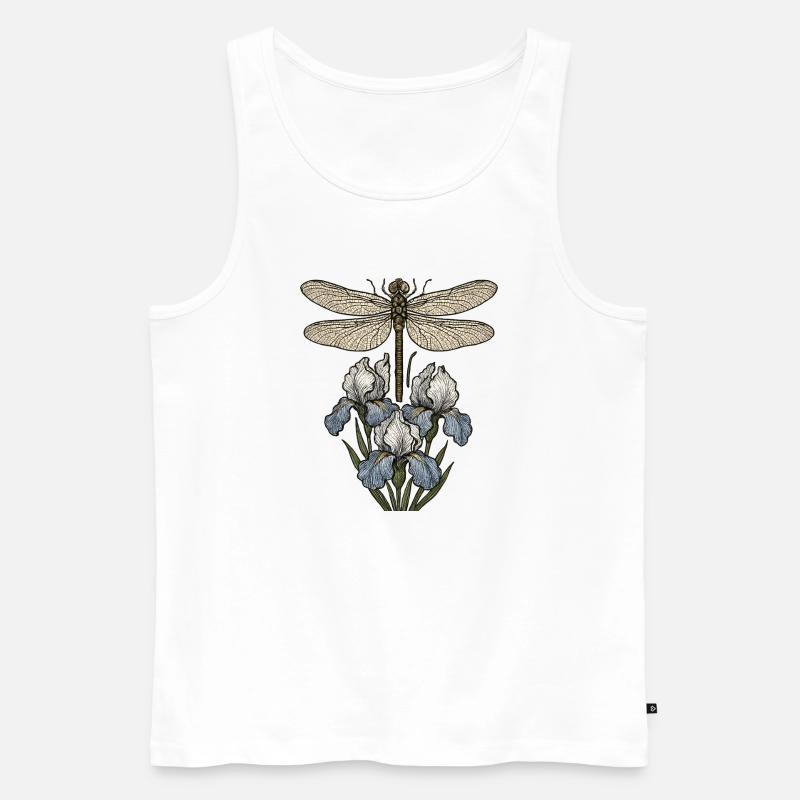 Libelle über Irisblüten - Männer Premium Bio Tank Top - Weiß