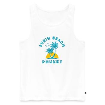 Surin Beach Phuket Palme Sonnenuntergang - Männer Premium Bio Tank Top - Weiß - Vorne - Michal (187cm)