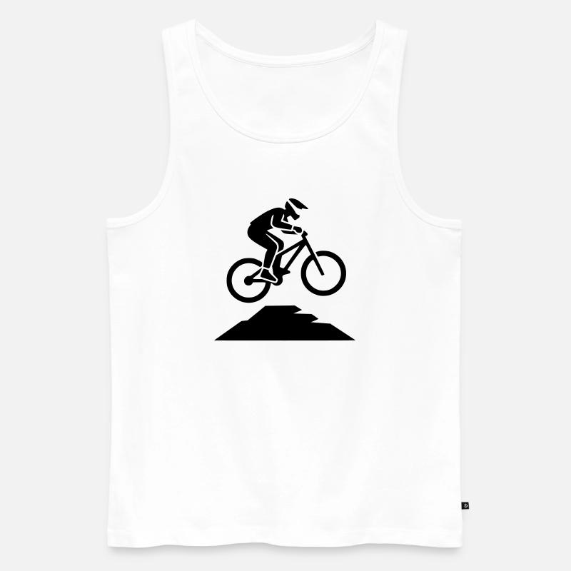 MTB Sprung Biker Silhouette - Männer Premium Bio Tank Top - Weiß