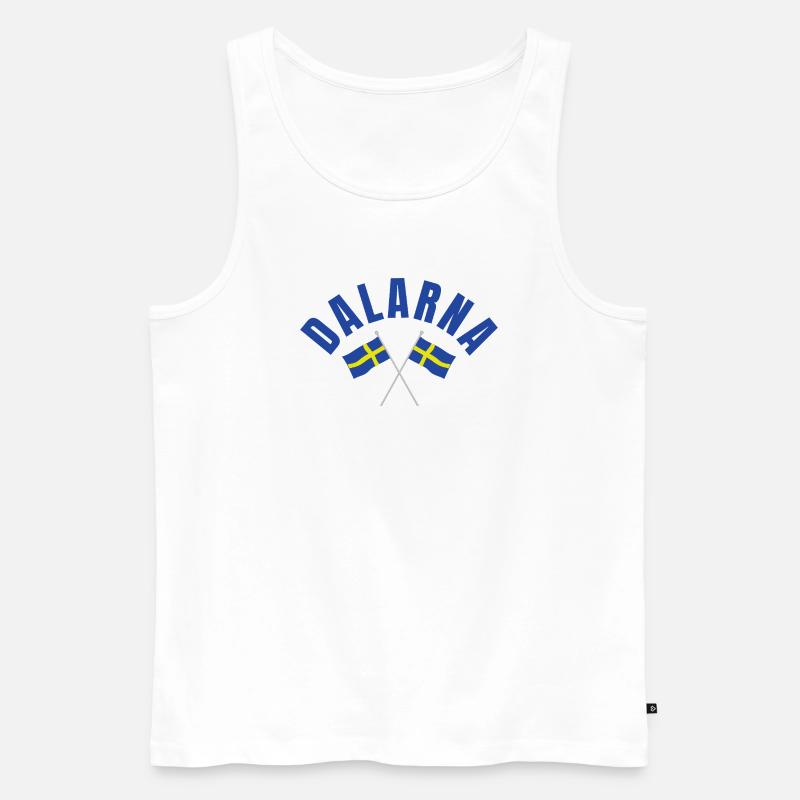 Dalarna Schweden Flaggen - Männer Premium Bio Tank Top - Weiß