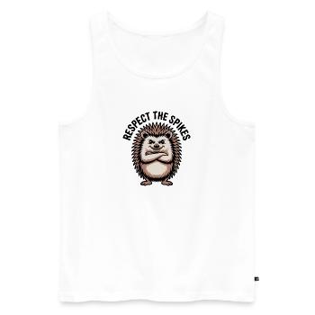 Hérisson cool aux bras croisés - Débardeur bio Premium Homme - blanc - Devant - Michal (187cm)