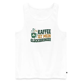 Kaffee ist mein Glücksbringer - Männer Premium Bio Tank Top - Weiß - Vorne - AI Model Male 178 light (178cm)