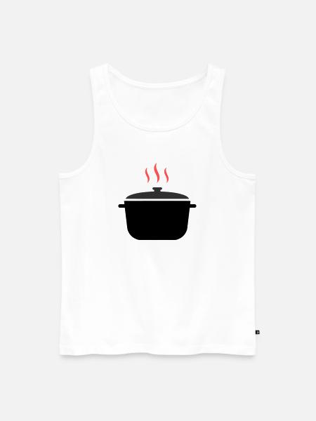 Kochtopf Dampf Kochen - Männer Premium Bio Tank Top - Weiß