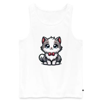 Petit chaton câlin avec nœud papillon rouge - Débardeur bio Premium Homme - blanc - Devant - Michal (187cm)