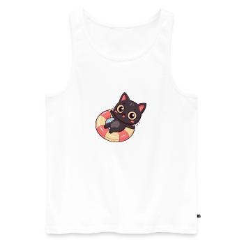 Katzen-Boje Kawaii Marine - Männer Premium Bio Tank Top - Weiß - Vorne - Michal (187cm)