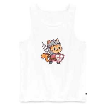 Chat chevalier héroïque - Débardeur bio Premium Homme - blanc - Devant - Michal (187cm)