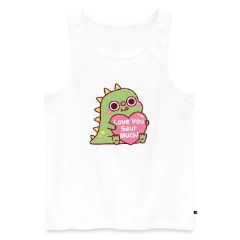 Un dinosaure mignon Câlins de cœur Je t’aime Saur Beaucoup de jeux de mots - Débardeur bio Premium Homme - blanc - Devant - Michal (187cm)