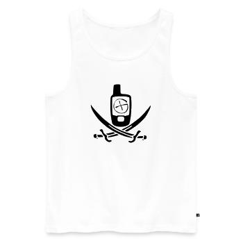 Drapeau pirate de géocaching - Débardeur bio Premium Homme - blanc - Devant - AI Model Male 178 light (178cm)
