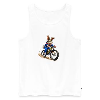 Happy bunny sur un VTT - Débardeur bio Premium Homme - blanc - Devant - Michal (187cm)