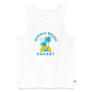 Kamala Beach Phuket Sonnenuntergangspalme - Männer Premium Bio Tank Top - Weiß - Vorne - AI Model Male 178 light (178cm)