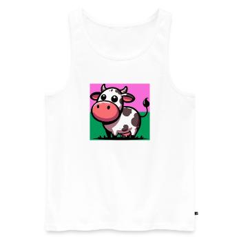 cow - Men's Premium Organic Tank Top - white - Front - Michal (187cm)