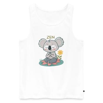 Koala Zen sur Lotus - Débardeur bio Premium Homme - blanc - Devant - Michal (187cm)