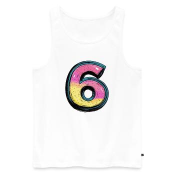 6 Zahl Bunt - Männer Premium Bio Tank Top - Weiß - Vorne - Michal (187cm)